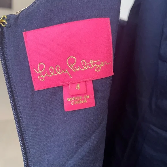 Lilly Pulitzer Navy Dress with Gold Embellishments - Picture 3 of 3